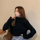 Women's Turtleneck 2022 Casual Solid Cropped Sweater Korean Fashion Spring/Autumn Thin Lady Sweaters Knitted Pullover