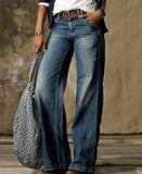 Zingj Plus Size Casual Pants Thin Jeans Wide Leg Pants-Outfit