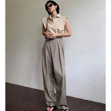 Wide Leg Women's Pantsuit Baggy Classic Pants Vintage Palazzo Office Elegant Casual Trouser Female Work High Waist