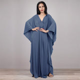 Multicolor V-neck Batwing Sleeve Plus Size Loose Maxi Dress For Women Summer Beach Wear Kaftan Long Bathing Dresses