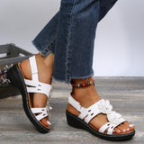 Fashion Summer Peep Toe Shoes Women Hollow Fish Flowers Wedge Casual Sandals Comfortable Roman Plus Size 43 Sandals