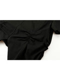 New Women's T-shirt Vintage Black Short Sleeved Crop Tops Streetwear Harajuku Y2K Casual Sexy Slim Female Clothes Tees