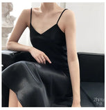 Stretch Lace Satin Slip Dress for Women Plus Size Summer Dress Clothing Women Black Sexy