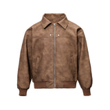 Collar Leather Jacket Men Spring And Autumn Free To Do Old Couple Work Clothes Pu Leather