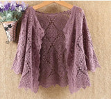 Cutout Knitted Cardigan Sweater Women Five-point Sleeves Thin Sunscreen Air Conditioning Short Sweater Female Spring