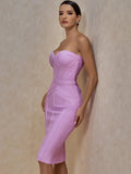 Bandage Dress Lilac Bodycon Dress Evening Party Elegant Sexy Strapless Birthday Club Outfit 2022 Summer New