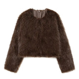 Women's Explosive Artificial Fur Coat Effect Short Jacket