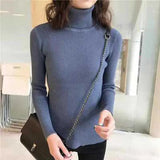Casual Solid High Collar Jersey Punto Mujer Turtleneck Slim Vintage Jumper Soft Pull Femme Winter White Knitted