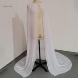Simple Lady's Custom Chiffon Floor Length Wedding Cape Long White Ivory Wedding Jacket Bolero Handmade Bridal