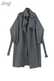Style Loose Oversized Women's Trench Coat Double-Breasted Belted Lady Cloak Windbreaker Spring Fall Outerwear