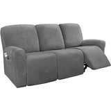 2 3 Seater Velvet Recliner Sofa Cover Elastic Split Design Relax Sofa Slipcover Solid Lounge Armchair Covers With Side
