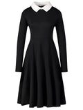 OL Solid Party Swing Dress Black Red Long Sleeve Autumn Winter Casual Stylish Elegant Retro Slim Bandage A Line