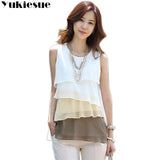 Fashion New Multi-layer Shirts Women Tops Summer Blouse Vest Sleeveless Cheap Chiffon
