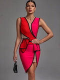 Dress 2022 New Women's Pink Bodycon Dress Elegant Sexy Mesh Insert Evening Club Party Dress High Quality