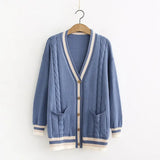 Women Knit Cardigans V neck Button Up Cartoon Sweater Jumpers V neck Long Winter Chic Cardigans Open Stitch