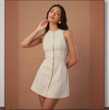 Summer Women's Solid Color Button Tie With Belt Fashion Skirt