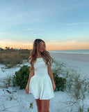 Off Shoulder Pleated Mini Dress-Outfit