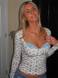 White Leopard Printed Lace Patchwork Crop Top-Outfit