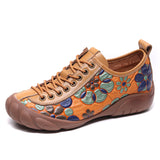 Style Retro Hand Leather Single Shoes Autumn Head Cowhise With Flat Base Soft-Soled Women's Shoes Low
