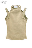 Women's Knitted Camisole Ladies Summer Y2k Casual Harajuku Solid Color Basic Elastic O Neck Sleeveless Sexy Skinny Tank Tops