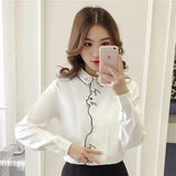 White Shirt Female Women Tops Autumn Long Sleeve Embroidery Women Blouses Shirt Office Girl Shirt Female Blusa 7902