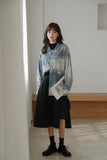 Gradient Hand Painted Vintage Shirt Long Sleeve Top And Blouse Button Up Collar Shirt 2021 Fashion Designer