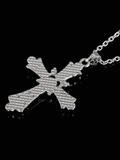 Grunge Rhinestone Cross Pendant Necklace-Outfit