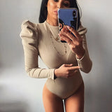 Spring Winter Women Sexy Bodysuit Casual Bodycon Solid Knitted Black Bodysuits Body For Women