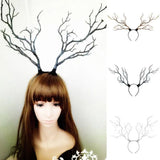 Gothic Antler Butterfly Headdress Deer Horn Tree Branches Headband Jewelry Vintage Wedding Cosplay Halloween