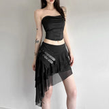 Trend 2025 Summer Women's New Solid Color Hottie High Waist Side Design Irregular