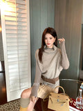 Xixi 2025 Autumn New White Standard Temperament Wool Solid Color Short-Sleeved Knitted Top Does Not Contain