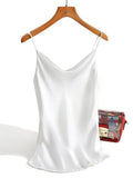 Silk Tank Tops Female 2021 Summer Sexy Strap Basic Spaghetti Strap Tops Women Sleeveless Camisole Camis Vest Black