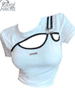 Summer Slim White Tee Tops Streetwear Gothic Harajuku Women's Hollow Out T-shirt Women Vintage Crop Top Y2K T