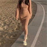 and Winter Retro Korean Version of Long-sleeved Knitted Dress Women's Zipper Lapel Elegant Warm Mid-length Jumpsuit
