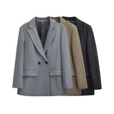 Women's Fashion Temperament Loose Double-Dbutle Blazer