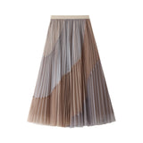 100-Fold Net Dress Elastic Tension Tight Waist Thin Long A-Word Big Swing Skirt Winter