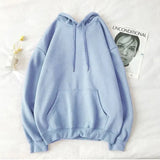 Cotton Hoodies Women Fashion Solid Color Casual Hooded Sweatshirt Streetwear Loose Hip Hop Pullover Hoodie Couple