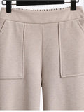 Size Pants Autumn Winter Warm Woolen Wide Leg Pant For Women High Waist Pockets Trousers High Quality Casual Pant 5XL