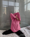 Spring And Autumn New Solid Color Long-Sleeved T-Shirt Women Hot BF Wind Lengthn Cotton Top