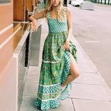Women's Suspension Printed Dress Fashioned Lace-Back With Cake Dress
