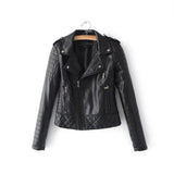 Women Spring Autumn Faux Leather Jackets Lady Motorcyle Zipper Biker Blue Coat Outerwear Plus Size Za Jacket Female