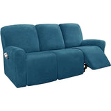 2 3 Seater Velvet Recliner Sofa Cover Elastic Split Design Relax Sofa Slipcover Solid Lounge Armchair Covers With Side