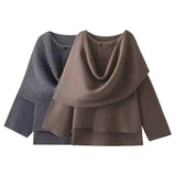 And Winter New Women's Loose Casual Cape Shawl Knit Sweater