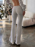 Casual Solid Low Rise Trousers Women Basic Slim Fitness leggings Sweatpants Korean Fashion Streetwear y2k Flared