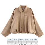 Women's 2025 New Bat Sleeve Loose-Fitting Velvet Bomber Jacket