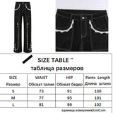 SUCHCUTE Gothic Black Women Wide Leg Pants Streetwear Bandage Chain Punk Baggy Trousers Harajuku Egirl Hight Waist Casual