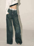 High Waist Jeans For Womens Vintage Straight Baggy Denim Pants Streetwear American Style Fashion Wide Leg Denim
