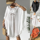 Dress 2025 New Beach Hooded Hook Splicing Tunne