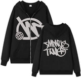 Zipper Hoodie Minus Two Pattern Printing Solid Color Oversized Clothing 2023 New Punk Harajuku Leisure Best Selling