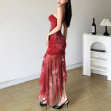 2025 New Women's New Chinese Style Irregular Sling Boobs Open Year-War Robe